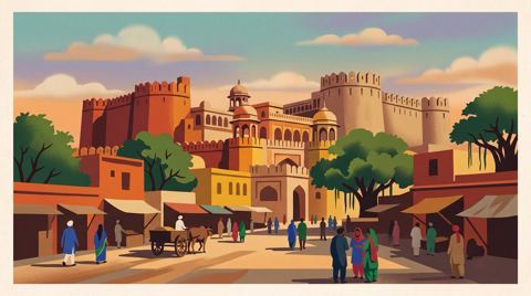 AI illustration: The fort and Raj Mahal palace of Faridkot, Punjab