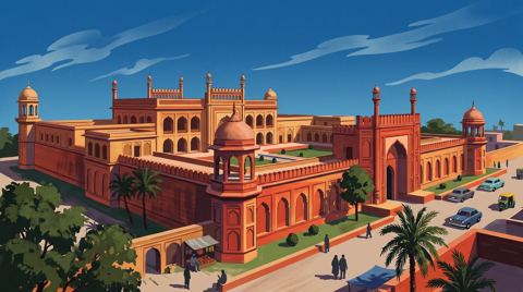 AI illustration: The fort palace of Mahmudabad, Uttar Pradesh, 1970s