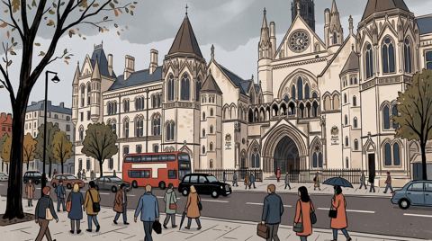 AI illustration: The Royal Courts of Justice on the Strand, London