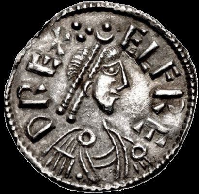Alfred the Great: Alfred the Great, silver penny; struck 875–880 (obverse)