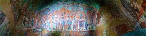 Mural room 1 bonampak: scene of a feast, Bonampak, Maya site.
