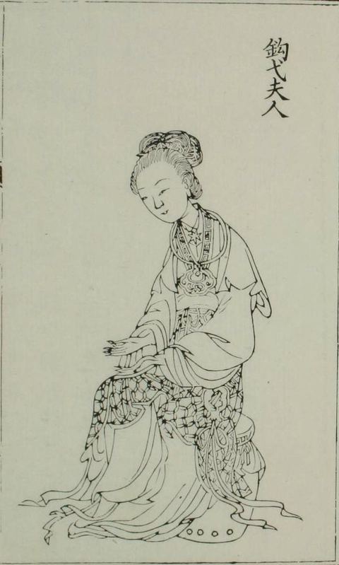 Gou yi fu ren: portrait of Lady Gouyi (Zhao Jieyu) from the Qing dynasty book Bai mei xin yong