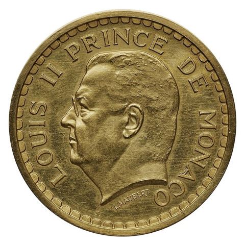 monnaie : Monaco, Louis II, 500 francs, 1934: Sujet : Numismatique médiévale Monaco Ancien possesseur : Beistegui, Charles de (1895-1970). Ancien possesseur Appartient à l’ensemble