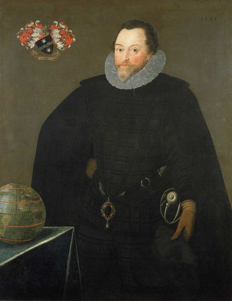 Francis Drake: Sir Francis Drake wearing the Drake Jewel or Drake Pendant at his waist