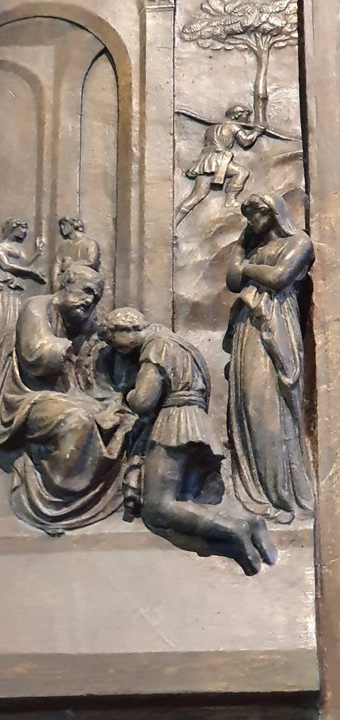Isaac blesses Jacob-Lorenzo Ghiberti-The Gates of Paradise-Replica-Neues Museum-Berlin: Isaac blesses Jacob, Rebecca, esau by Lorenzo Ghiberti, The Gates of Paradise-Replica-Neues