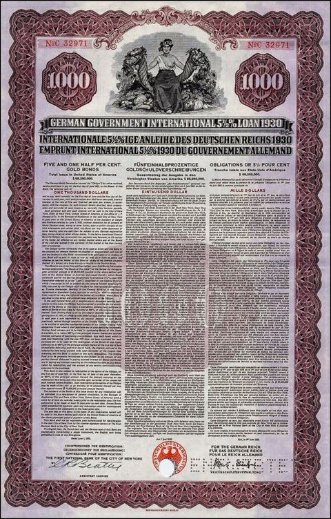 Young-Anleihe 1930 1000$: Amerikanische Tranche der Young-Anleihe: Deutsches Reich (Internationale Anleihe des Deutschen Reiches 1930 - German Government International Loan 1930) 5