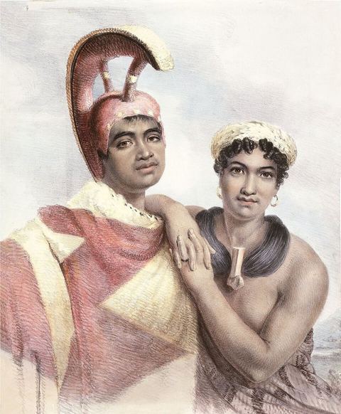 Boki and Liliha, printed by C. Hullmandel; drawn on stone from the original painting by John Hayter, London, 1824: Na Poki, Prime Minister of the Sandwich Islands (actually Governo