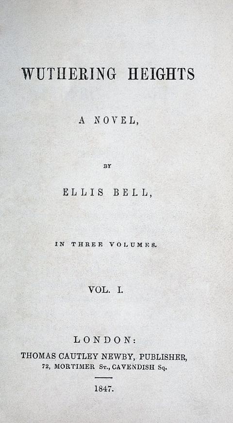 Wuthering: Title page of original edition of Wuthering Heights (1847)