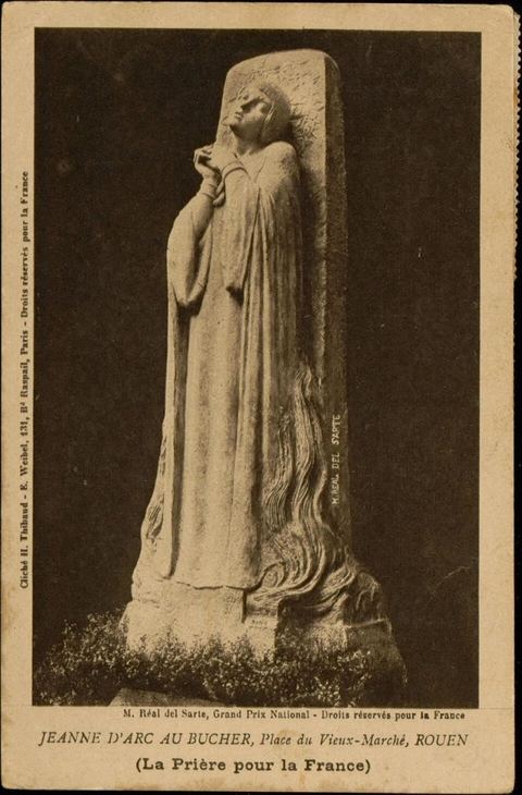 Jeanne d'Arc au bûcher, Place du Vieux-Marché, Rouen (La Prière pour la France): Carte postale n°131