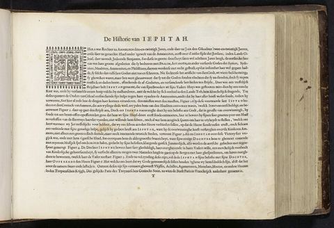 De Historie van Iephtah (titel op object) Den Grooten Figuer-Bibel (serietitel), RP-P-1982-306-123: IdentificatieTitel(s): De Historie van Iephtah (titel op object). Den Grooten Fi