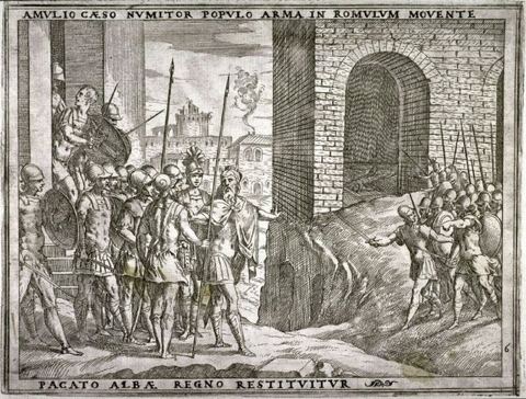Numitor, after the Death of Amulius, is Restored to the Throne of Alba, pl.6 from the series The Story of Romulus and Re: Numitor, after the Death of Amulius, is Restored to the Th