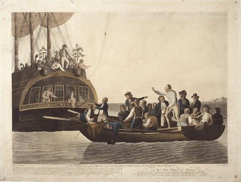 Mutiny on the Bounty: The Mutineers turning Lt Bligh and part of the Officers and Crew adrift from His Majesty's Ship the Bounty, 28 April 178