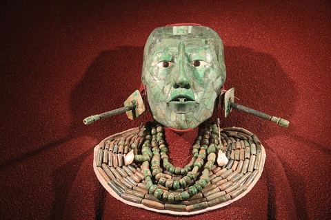 Maya Jade Mask & Burial Artifacts of Kinich Hanab Pakal, Ruler of Palenque, 615-683 AD: Maya Gallery, INAH, National Museum of Anthropology, Mexico City. Complete indexed photo col