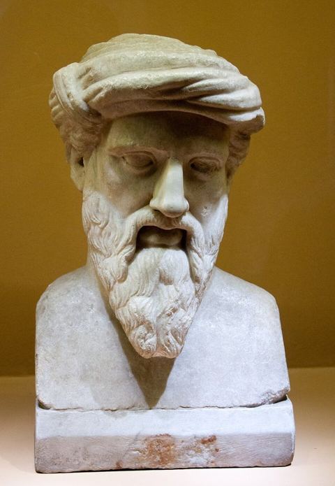 Pythagoras: Pythagoras in the Roman Forumlabel QS:Len,"Pythagoras in the Roman Forum"label QS:Lhu,"Püthagorasz a római Fórumon"