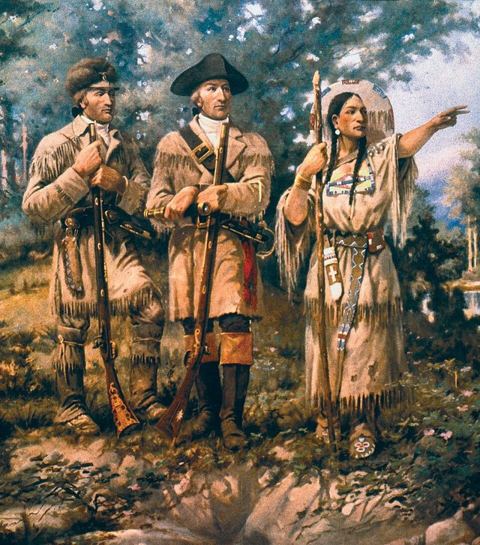 Sacagawea: Detail Lewis & Clark at Three Forks