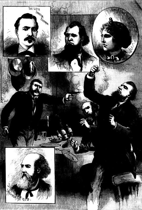 The Shooting of Judge Terry - National Police Gazette 1889-08-31: The Shooting of Judge Terry. Scenes in and about the Lathrop, Cal., depot where Marshal Nagle killed the famous hu
