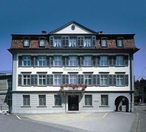 Wegelin Hauptgebäude St Gallen Front: Bankhaus Wegelin & Co. in St. Gallen, Schweiz