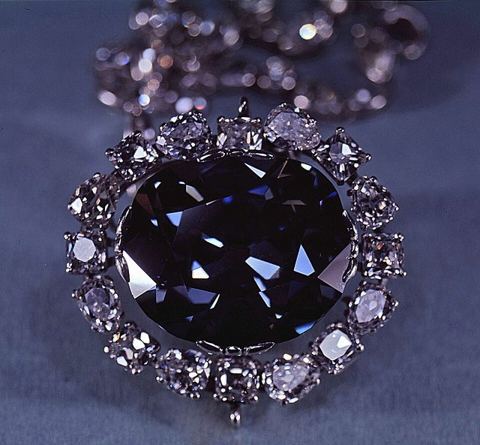 The Hope Diamond - SIA: 1974. The Hope Diamond, one of the largest of all blue diamonds, 45.52 carats, exhibited at the National Museum of Natural History. The gem is slightly lops