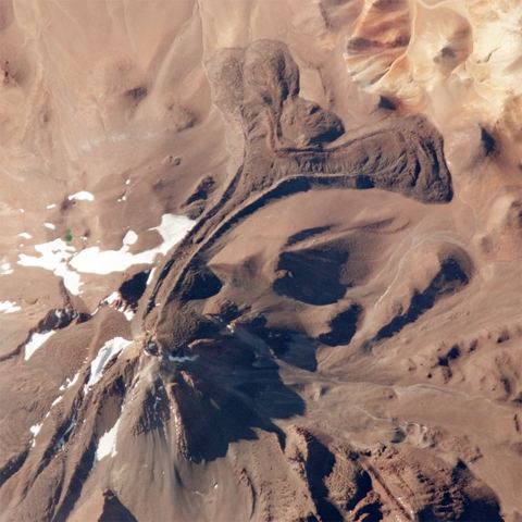 Llullaillaco Volcano in Salta province, Argentina: The summit of South America’s Llullaillaco Volcano has an elevation of 6,739 meters (22,110 feet) above sea level, making it the