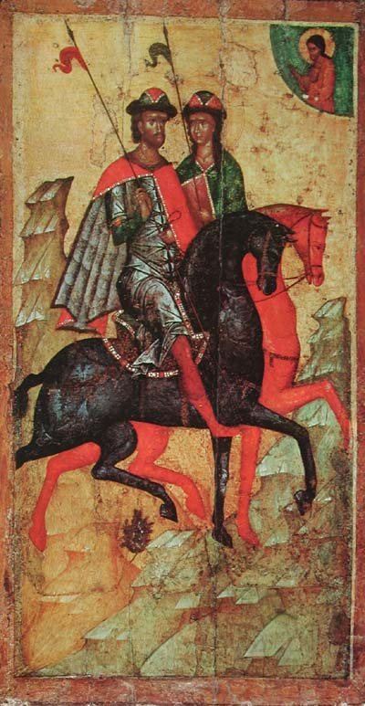 Boris Gleb astride: Saints Boris and Gleb astride.