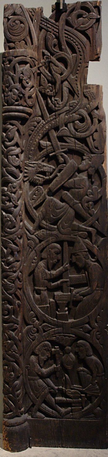 Hylestad I, right (cropped): The right portal plank from Hylestad stave church, the so called "Hylestad I".