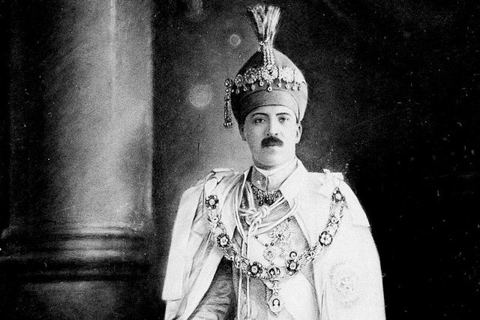 Usman Ali Khan: His Exalted Highness, the Nizam of Hyderabad, Osman Ali Khan, is pictured in an official photo wearing his coronation robes.