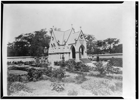 GENERAL VIEW, ca. 1874 (Photocopy made in 1966 from original view in Hawaii State Archives) - Lunalilo's Tomb, Punchbowl: GENERAL VIEW, ca. 1874 (Photocopy made in 1966 from origin