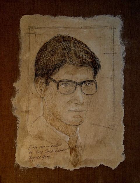Yves Saint Laurent: Graphite and Egg Tempera on Canvas
