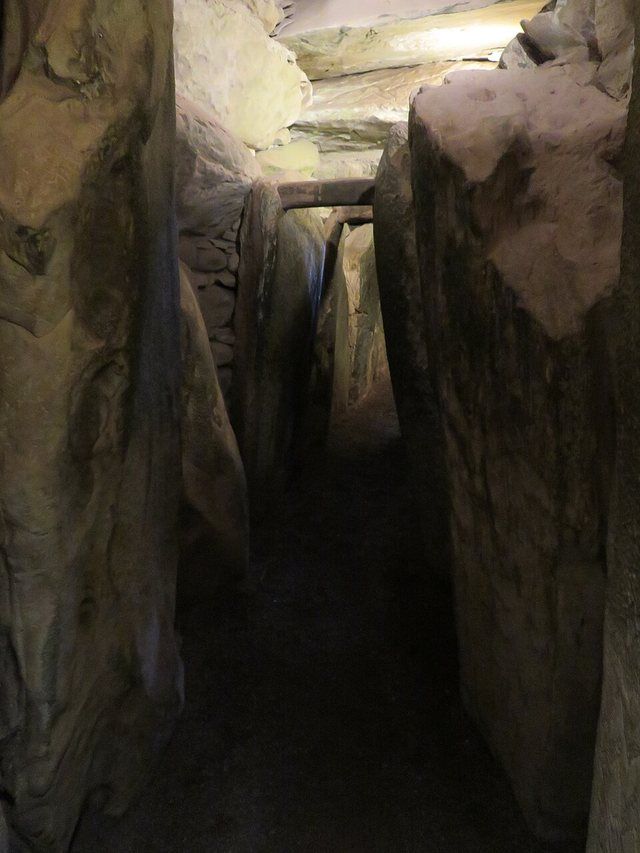 Passage leading from chamber of Newgrange passage tomb in Ireland: A section of the passage leading out from the chamber of Newgrange passage tomb in Ireland.