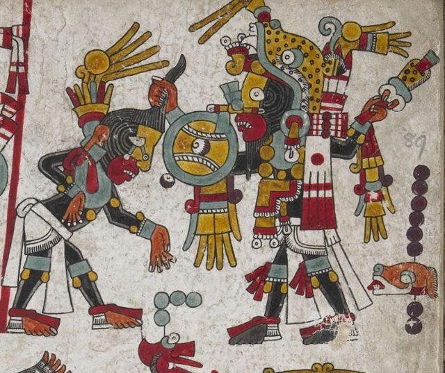 Codex Zouche-Nuttall - Lord 8 Deer captures Lord 4 Wind of Huachino: Lord 8 Deer captures Lord 4 Wind of Huachino