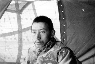 5th Reting Rinpoche in his tent: Jamphel Yeshe Gyaltsen, the 5th Reting Rinpoche in his tent.