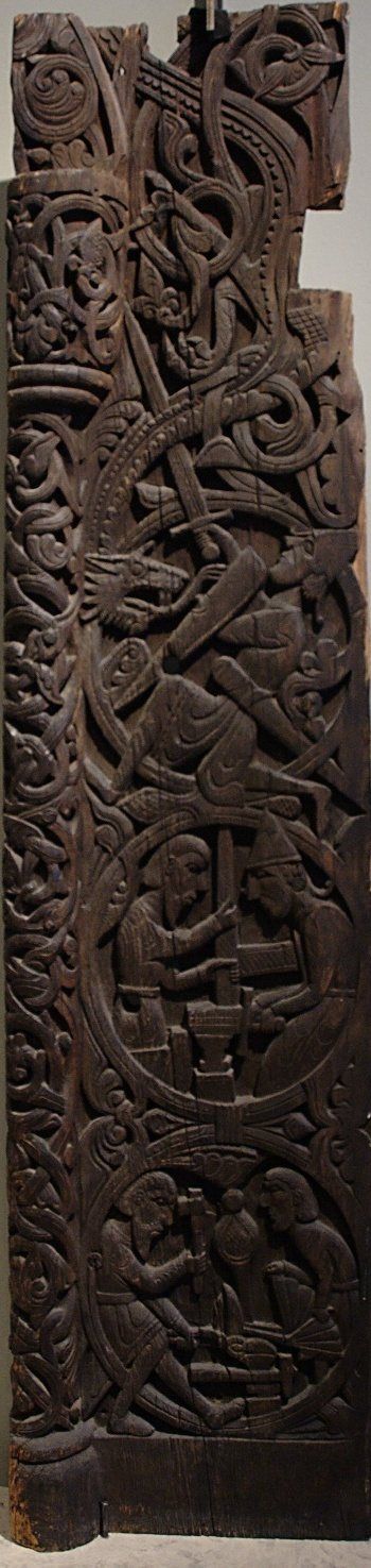 Hylestad I, right (cropped): The right portal plank from Hylestad stave church, the so called "Hylestad I".