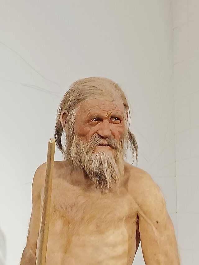 Ricostruzione di Ötzi - Particolare del volto: Ricostruzione di come doveva essere l'aspetto di Ötzi