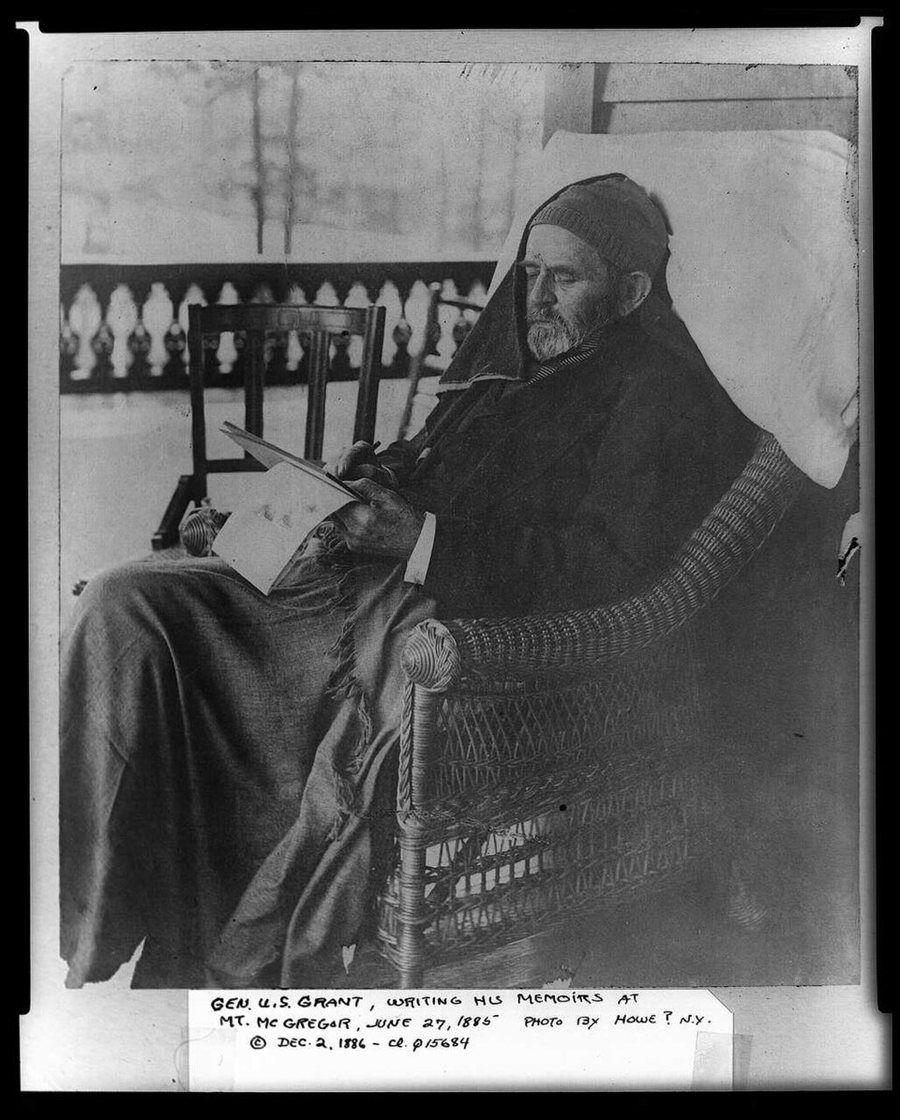 Ulysses S. Grant: Gen. U.S. Grant writing his memoirs, Mount McGregor, June 27th, 1885 LCCN96522250