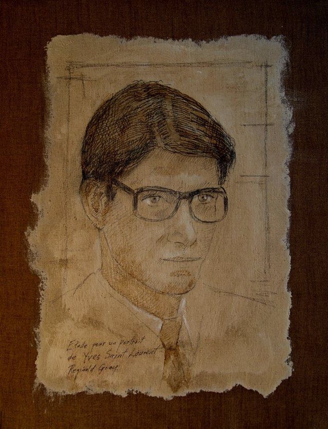 Yves Saint Laurent: Graphite and Egg Tempera on Canvas